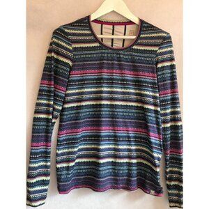 Title Nine Women Medium Multicolor Scoop Neck Long Sleeves Fair Isle Blouse Top